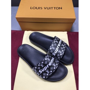 High Quality Louis Vuitton x Supreme black slide sandal GO_LV019
