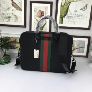Gucci Perfect Quality mate black hand bag with Gucci Perfect Quality stripe GC06BM121