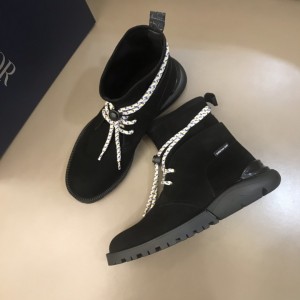 Dior HOMME lei yard design hybrid sole calfskin suede cloth boots(black) MS021040
