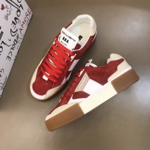 Dolce ＆ Gabbana White and red suede with brown sole High Quality Sneakers MS021052