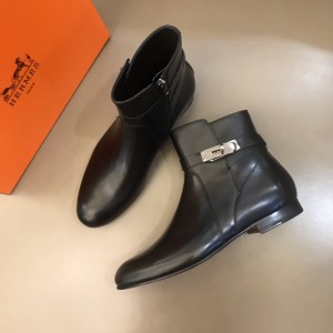 Hermes Black leather Boots With Sliver Button MS021208 Updated in 2019.11.28