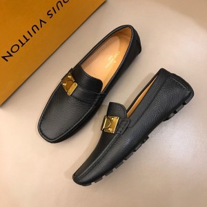 Louis Vuitton Arizona Moccasin Black Loafers With Golden Buckle MS02796