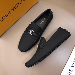 Louis Vuitton Arizona Moccasin Deep Black Loafers With Silver Buckle MS02798