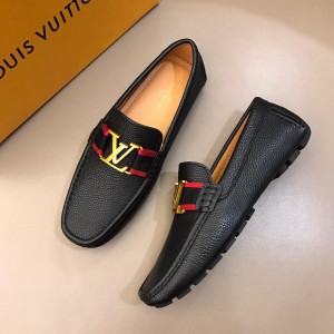 Louis Vuitton Arizona Moccasin Black Loafers With Golden Buckle MS02801