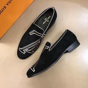 Louis Vuitton Black Suede leather Fashion Loafers MS02805