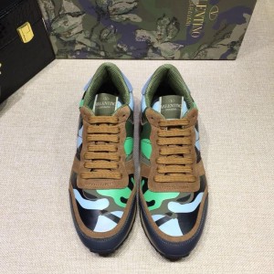 Valentino Green camouflage and pink heel with white sole Sneakers MS07021