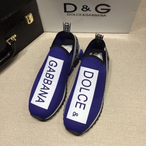 Dolce & Gabbana Blue and Dolce & Gabbana  print with black sole Fashion Sneakers MS07154