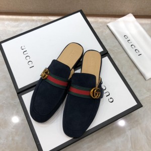 Gucci blackleather slipper with double G MS07514