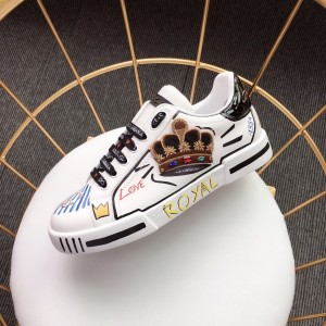 Dolce & Gabbana White and crown patches with white sole Sneakers MS110004
